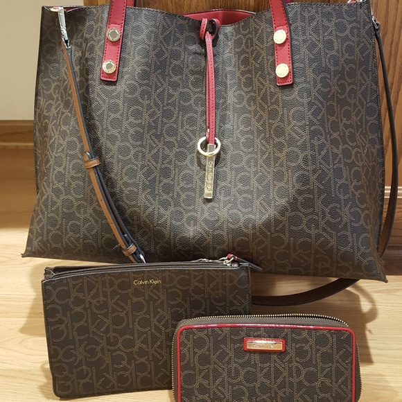 calvin klein purse and wallet set